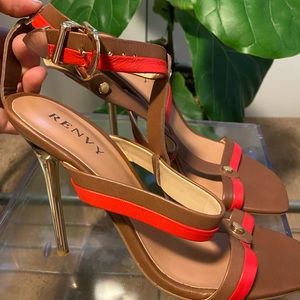Renvy Sandal Heels-gold, red, tan